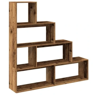 Image of vidaXL Room Divider Bookcase 4 Tier Old Wood 143.5x29x143.5 cm Engineered