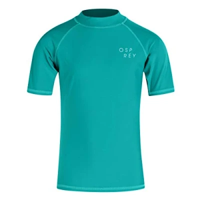 Image of Osprey Girls Ziam Rash Vest, Kids UV Short Sleeve Guard, Aqua, X Small