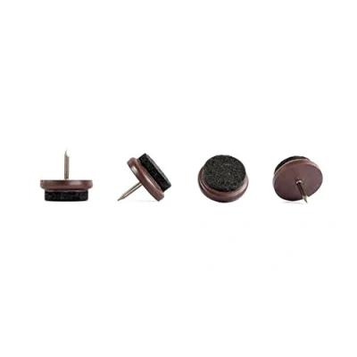 Image of 24mm Diameter Felt Pads Floor Protectors Hard Wearing Nail in Furniture Glides Chair Table Leg Feet Anti Scratch Sliders (Brown, Pack of 36) Made Germany
