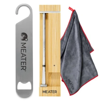 Image of MEATER Pro Bundle: Smart Wireless Meat Thermometer with Built in WiFi, Limited Edition Kitchen Towel &amp; Bar Blade Opener Long Range for Grilling, Smoking, Roasting BBQ 50+ Recipes App