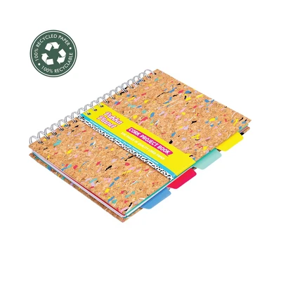 Image of Pukka Pad, Planet B5 Cork Project Book Twin Wire Bound Notebook with 200 Pages, 100 Sheets of FSC Recycled, 8mm Lined, 80GSM Paper for Home, School, and Office Organisation 21.7 x 18.1cm