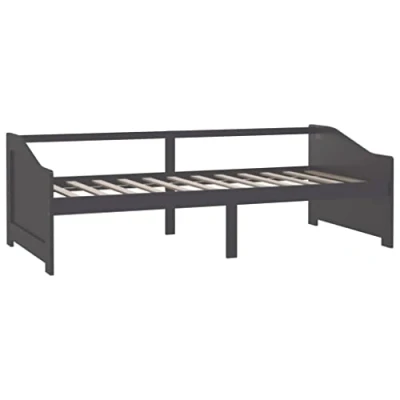 Image of vidaXL 3 Seater Day Bed, Scandinavian Style, Convertible Unique Dark Grey Sofa Solid Pinewood, 90x200 cm Size Ideal for Living Room or Bedroom