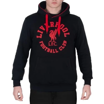 Image of Liverpool FC Official Football Gift Mens Graphic Fleece Hoody 3XL Black