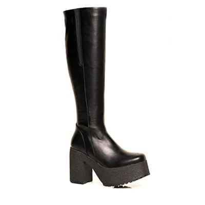 Image of LAMODA Women&#039;s Miracle Aligner Knee High Boot, Black Pu, 8 UK