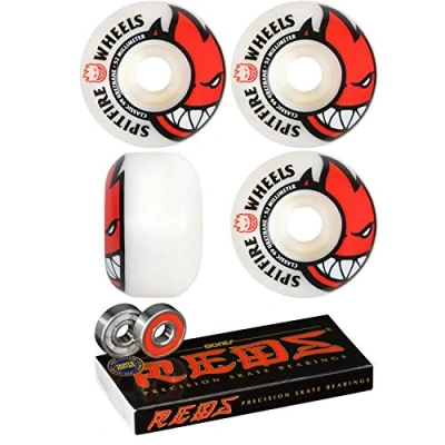 Image of Spitfire 52mm Wheels Bighead Skateboard with Bones Bearings 8mm REDS Precision Skate Rated Bundle of 2 items