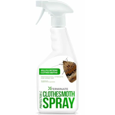 Image of Xterminate Clothes Moth Killer Spray Treatment (1L) Professional Strength Formula For Home Use Household Storage Areas, Carpets, Bedrooms, Furniture &amp; More Treats Controls Re infestation