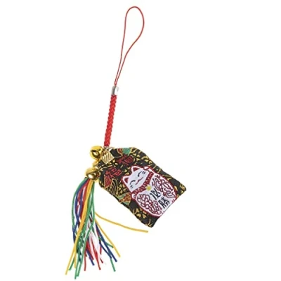 Image of Lachineuse Japanese Omamori Maneki Neko to Attract Luck, Happiness &amp; Prosperity Hanging Lucky Charm Traditional Amulet Cat Japan Gift