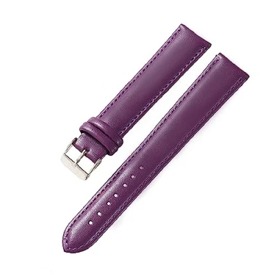 Image of RUNMIND Vintage Leather Watch Band,Genuine Straps With Stainless Buckle,Quick Release Band, Purple silver, 16 mm