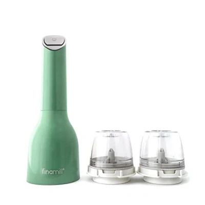 Image of FinaMill Award Winning Battery Operated Pepper Mill &amp; Spice Grinder in One, Adjustable Coarseness, Ceramic Grinding Elements, One Touch Operation with LED Light, Includes 2 Quick Change PROPlus Pods
