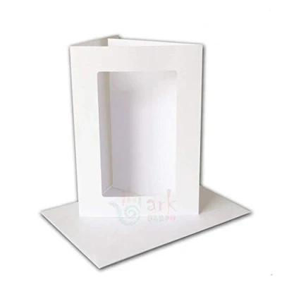 Image of Pack of 5 White 4&quot; x 6&quot; Card Blanks and Envelopes, with rectangular Aperture. GER46