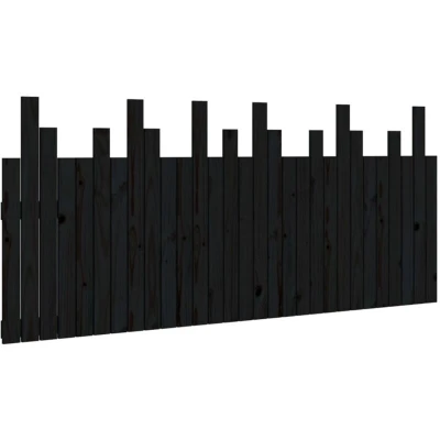 Image of vidaXL Wall Headboard Black 185x3x80 cm Solid Wood Pine