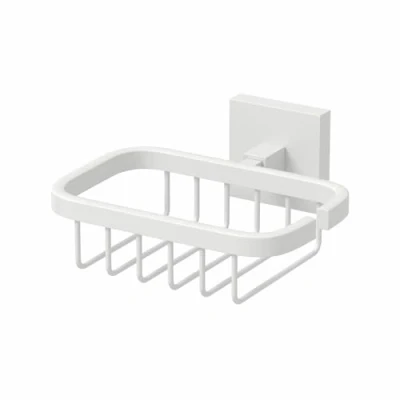 Image of Architeckt® Wall Mounted Soap Dish Holder Basket Bathroom Accessory Square Easy Drain Shower Caddy Storage Tray, Matt White