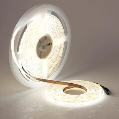 Image of TOPAI 10M COB LED Strip Daylight White Waterproof, 24V Lights 5000K, Outdoor IP65, CRI&gt;93 Super Bright 7000Lm, 384LEDs/M Dotless Uniform Tape for Room Cabinet Home DIY Lighting Projects