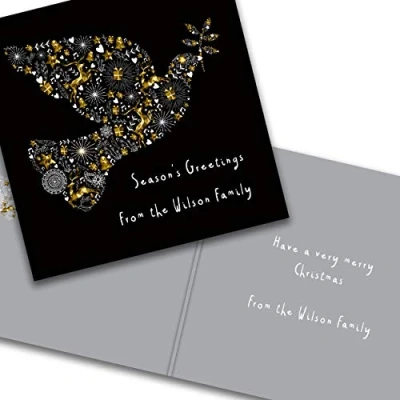 Image of Gold Dove 20 Personalised Christmas Cards Bespoke to You