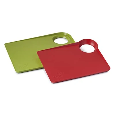 Image of Zeal Kitchen Chopping Board with Non Slip Base, Set of 2 (Lime 39cm/Red 34cm)