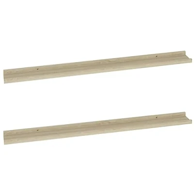 Image of vidaXL Wall Shelves, 2pcs Set in Sonoma Oak, Durable MDF Construction, For Living Room, Bedroom, or Office, Easy to Clean Surface, Modern Decorative Display