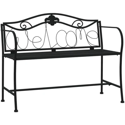 Image of vidaXL 2 Seater Garden Bench 104 cm Black Steel