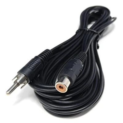 Image of DRUT 5m RCA to Socket Mono Single Phono Extension Cable HI FI/TV Audio Video Lead Cord (16.5ft, Black)