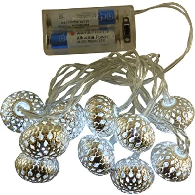 Image of Christmas Concepts® 10 White LED Metal Silver Ball Shaped Lights Everyday