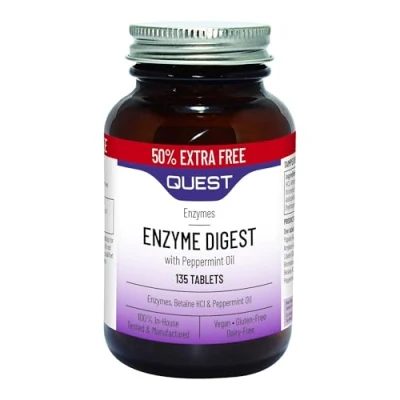 Image of Quest Enzyme Digest with Peppermint Oil 90+45 Tablets. Potent Blend for Enhanced Nutrient Absorption &amp; Comfort! (1 Pack)