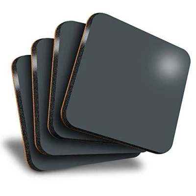 Image of Destination Vinyl ltd Great Coasters (Set of 4) Square Dark Green Colour Block Drink Glossy Coasters/Tabletop Protection for Any Table Type #44842