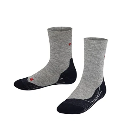 Image of FALKE Unisex Kids RU4 K SO Cotton Anti Blister 1 Pair Running Socks, Grey (Light 3406), 9 11.5