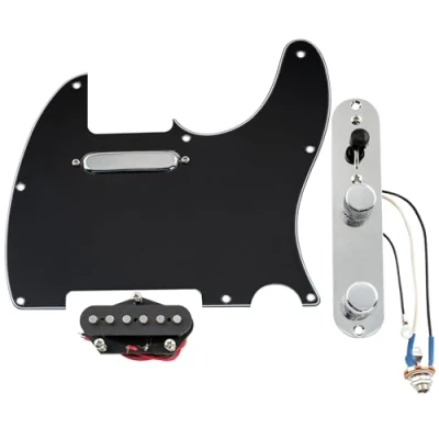 Image of Musiclily Pro Pre wired Standard Tele Pickguard and Loaded Control Plate with Artec Pickups Alnico 5 Magnet for TL Style Electric Guitar, 3ply Black