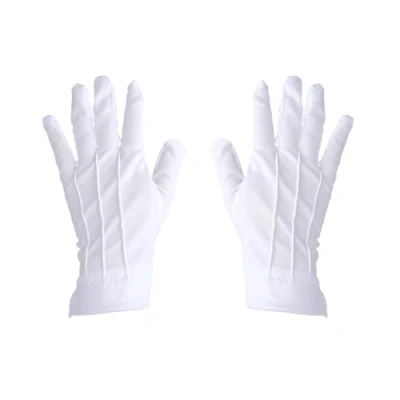 Image of Tabanzhe White Cotton Gloves with Snap Closure,Formal Tuxedo Honor Guard Costume Parade Gloves,Stitched for Police Waiters Drivers Jewelry Inspection Household Cleaning