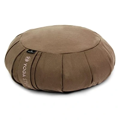 Image of Yoga Studio EU Round Zafu Meditation Cushion Organic Cotton Buckwheat Hulls Removable Washable Cover Carry Handle Sand