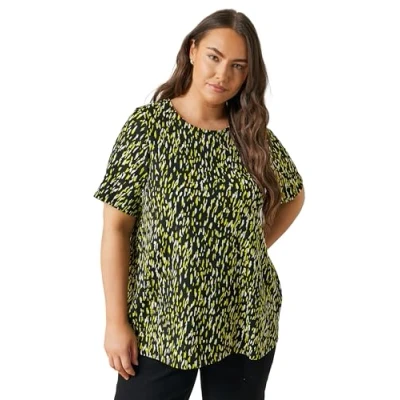 Image of EVANS Curve Abstract Print Crepe Top Women&#039;s Plus Size Black