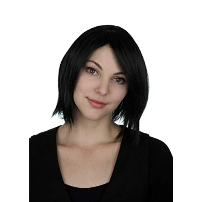 Image of Prettyland C161 Short Hair Wig Straight Bob Style Long Bangs for Everyday Black