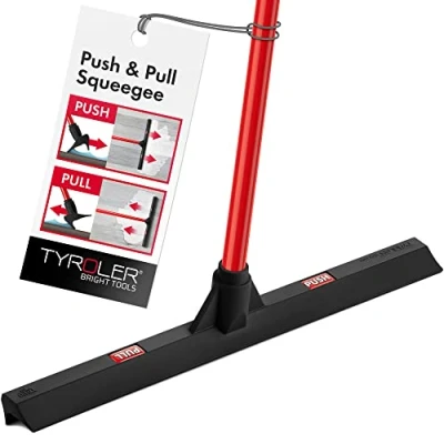 Image of Tyroler Push &amp; Pull Wet Room Floor Squeegee Heavy Duty 44cm Head 100% Rubber, 140cm Aluminum 4 Piece Long Handle Mop Perfect for Hardwood, Marble, Tile, Garage, Indoor Outdoor