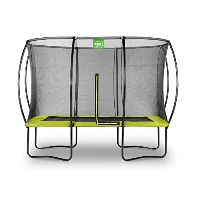 Image of EXIT Toys Silhouette Trampoline 7x10ft Rectangular Outdoor for Kids Includes Safety Net and Feet System Competitively Priced Safe Entry Great Jumping Power Green