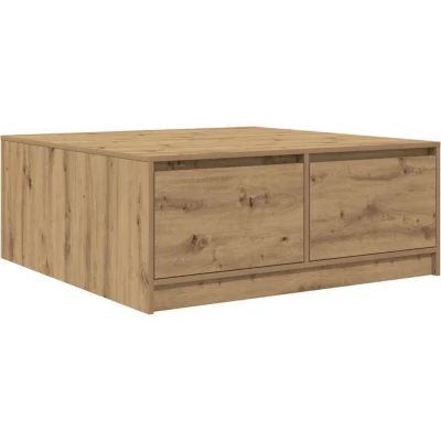 Image of vidaXL Coffee Table with 4 Drawers Engineered Wood, Brown, 100x100x40 cm, Modern Square Living Room Centerpiece