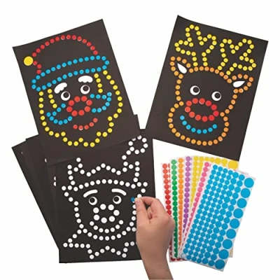 Image of Baker Ross AT224 Santa Christmas Dotty Sticker (Pack of 8) Festive Arts and Crafts, Assorted
