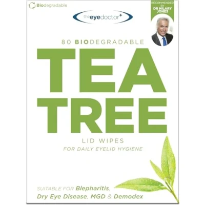 Image of The Eye Doctor Tea Tree Eyelid Wipes Suitable for use with Blepharitis, Dry Eyes, Sensitive Eyes &amp; MGD 80 x Biodegradable Cleaning Detergent and Preservative Free