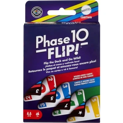 Image of Mattel Games Phase 10 Flip Card Game, Family Game with Double sided Cards, Includes Special Color Based Phases for 2 6 Players, HYN12