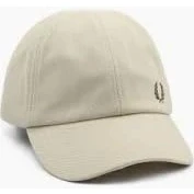 Image of Fred Perry Mens Womens Unisex HW6726 Classic Pique Baseball Cap Hat in Oatmeal &amp; Dark Caramel One Size