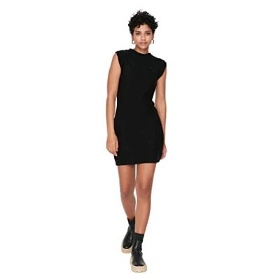 Image of Trendyol Women Mini Pullover Dress Slim Knitwear Black