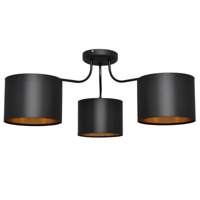 Image of Alba Multi Arm Semi Flush Ceiling Light Black, Gold 65cm