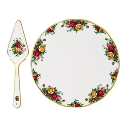 Image of Royal Albert Old Country Roses Cake Plate &amp; Server 29.5cm/11in White, Bone China, Multi