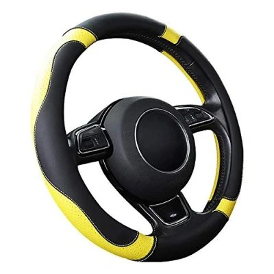 Image of SFONIA Car Steering Wheel Cover Protector Microfiber Leather Universal 37 38cm / 15&quot; Anti slip Breathable Durable (Yellow)