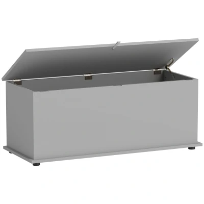 Image of HOMCOM 113L Storage Chest, Box with Flip Top Lid and 2 Safety Hinges, Trunk for Living Room, Entryway, 100 x 40 cm, Grey