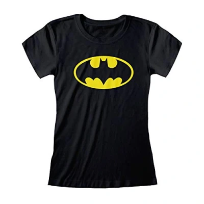 Image of DC Comics Batman Classic Logo Fitted T Shirt, Womens, XS 4XL, Black, Official Merchandise 4XL