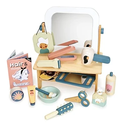 Image of Tender Leaf Toys Hair Salon Wooden Pretend Play Hairdressers For Kids
