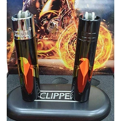 Image of Clipper 1 X Metal Lighters GOLDEN EAGLE Silver or Black Top Flint Motard Lighter Limited Edition by IHATS LONDON UK rare collection