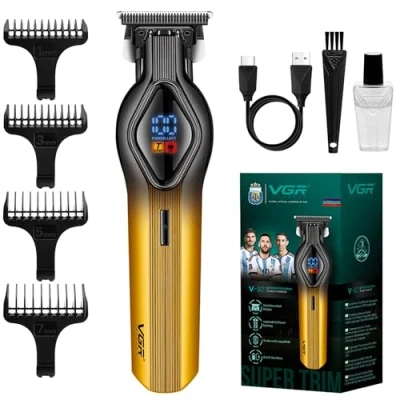 Image of VGR Beard Trimmer Men Rechargeable Electric Cordless Hair 7000 RPM USB C Ceramic Blades 200 Min Battery Mens Shaver Razor Face Grooming Kit Male Clippers, Bald Head