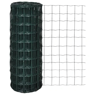 Image of &#039;vidaXL Steel Euro Fence, 25x1.0m, Green, Rust Resistant, PVC Coated Mesh, Ideal for Garden, Farm, Industry and Transport Uses
