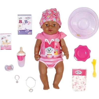 Image of BABY born 827970 43cm w Dummy Realistic Doll with Lifelike Functions Soft to The Touch, Flexible Body Eats, Sleeps, Cries &amp; Uses Potty 11 Accessories Pink, Magic Girl Brown Eyes