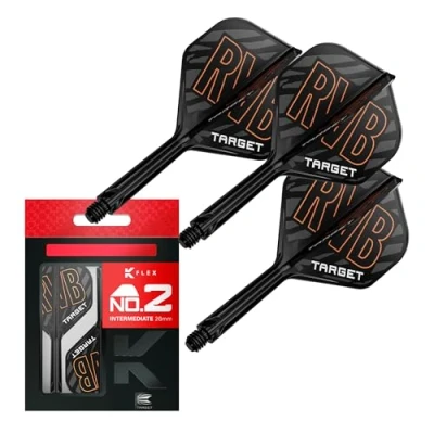 Image of TARGET Darts Raymond van Barneveld K Flex Flights and Shaft System, No.2 (Intermediate, 26mm) Pack of 3 Kflex All In One Flights, Player Edition Accessories Dart Stem